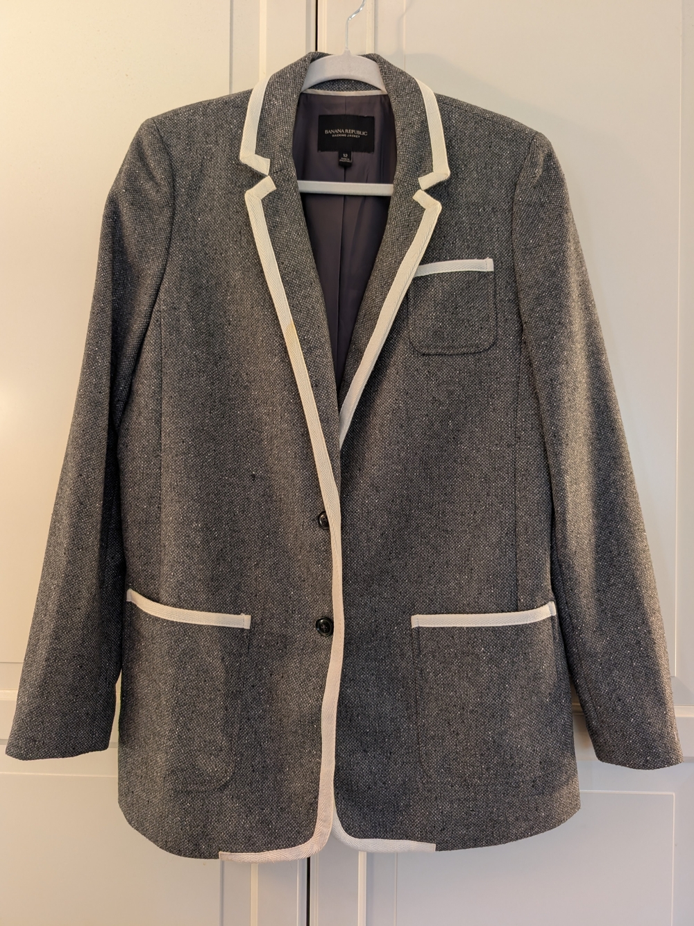 Banana Republic Women's Gray Blazer with White Trim